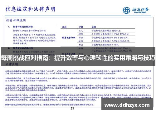 每周挑战应对指南：提升效率与心理韧性的实用策略与技巧